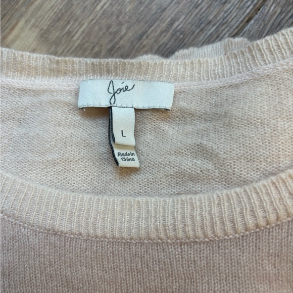 Joie Cashmere Beige Cream Pink Striped Sweater Size Large - Picture 4 of 11